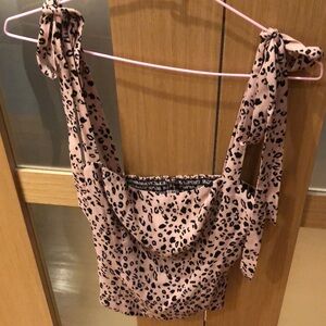 DONATING FRI 7/26-REFORMATION Pale Pink Tie Strap Leopard Top *older
